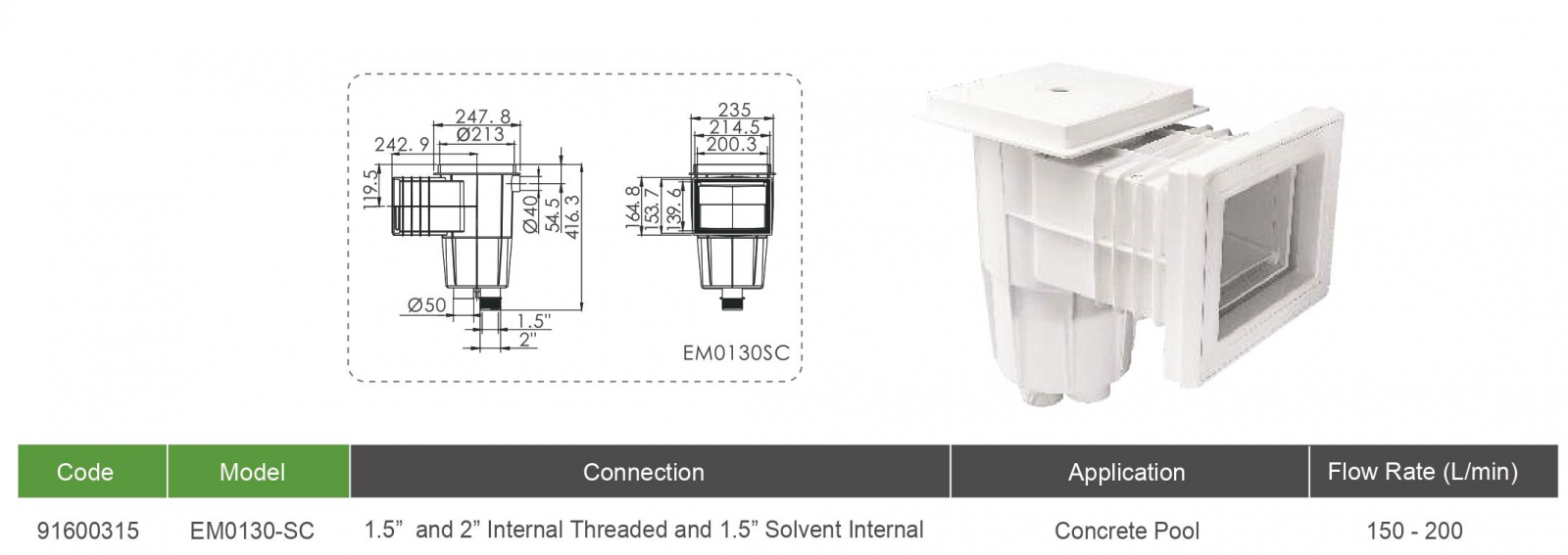 Skimmer thu nước măt hồ bơi