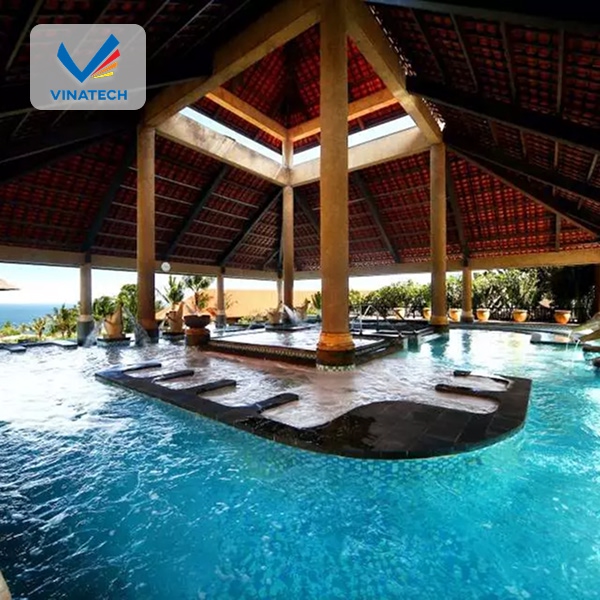 Không gian hồ bơi spa cân bằng âm dương phong thủy