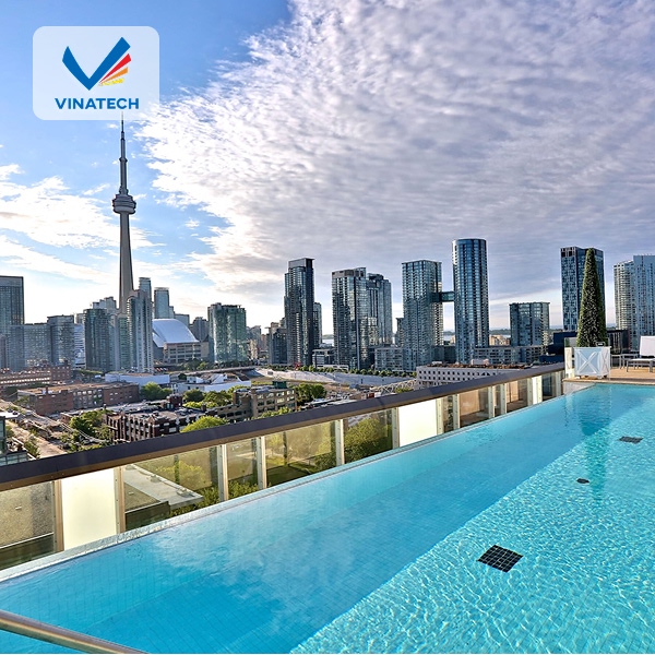 Hình minh họa thiết kế bể bơi trên tầng thượng an toàn