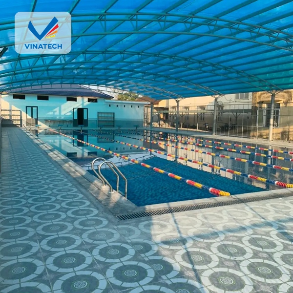 Vinatech đơn vị thi công hồ bơi có mái che uy tín được nhiều khách hàng tin chọn
