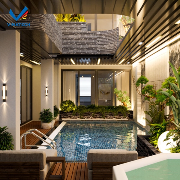 Thiết kế bể bơi mini trong nhà tạo không gian thư giãn và nâng cao chất lượng sống