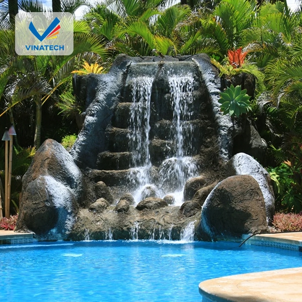 Thiết kế hồ bơi có thác nước tăng tính thẩm mỹ và mang ý nghĩa phong thủy sâu sắc