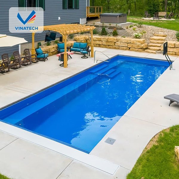 Mẫu bể bơi mini hình chữ nhật tối giản