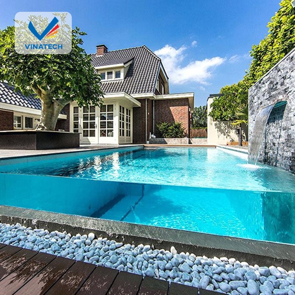 Mẫu bể bơi mini hình thiết kế tràn viền vô cực