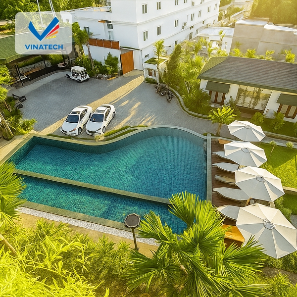 Hình ảnh thực tế thi công hồ bơi du lịch cao cấp