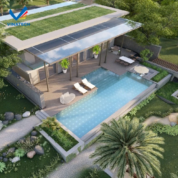 Thiết kế hồ bơi sinh thái theo phong cách nhiệt đới xanh mát, tràn đầy sức sống