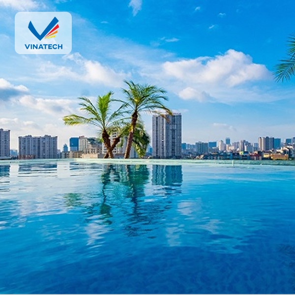 Không gian thư giãn với thiết kế bể bơi trên tầng thượng