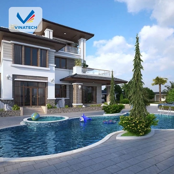 Thiết kế hồ bơi biệt thự cần hài hòa với tổng thể kiến trúc để tạo sự cân đối và sang trọng.
