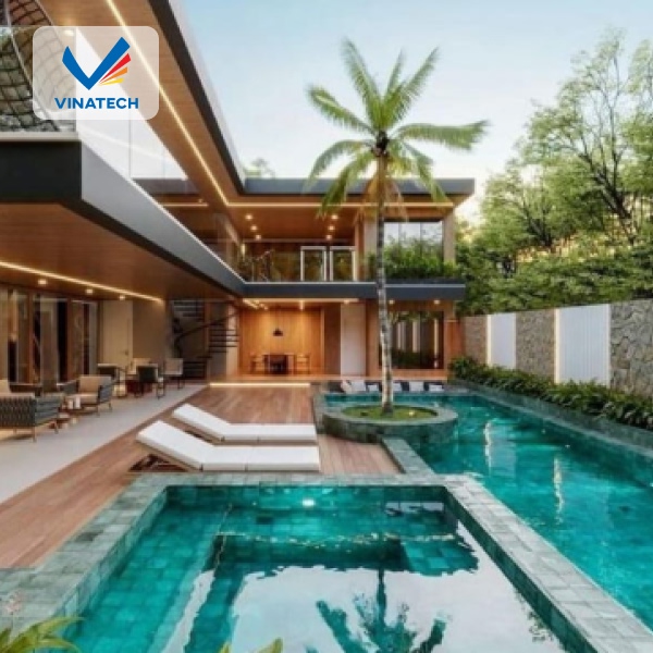 Thiết kế hồ bơi kiểu Á chú trọng sự cân bằng, hài hòa với thiên nhiên và yếu tố phong thủy